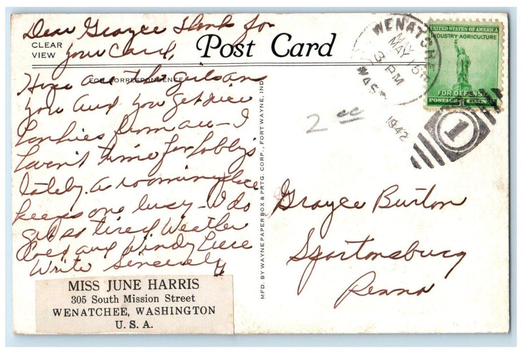 1942 Main Building Masonic Home Building Franklin Indiana IN Vintage Postcard