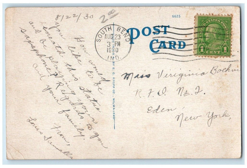 1930 Statue Fountain Dr Havilah Beardsley Founder Elkhart Indiana IN Postcard