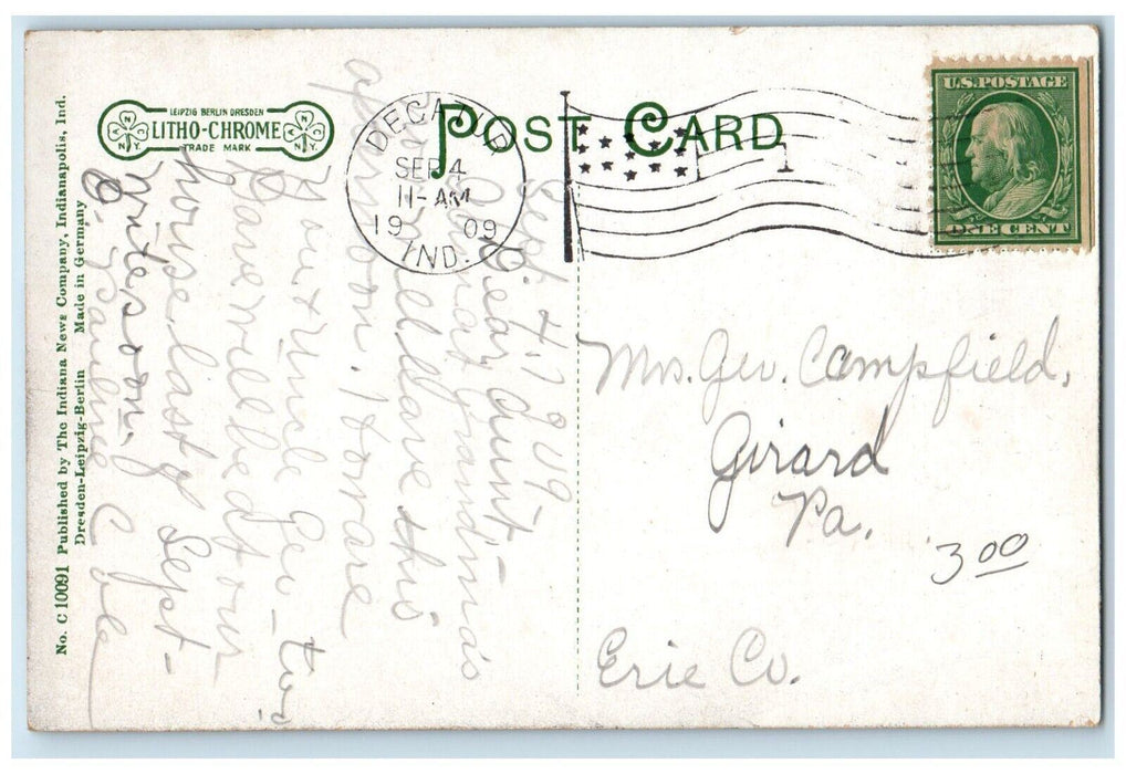1909 Birds Eye View Road Buildings Decatur IN Indiana Vintage Antique Postcard