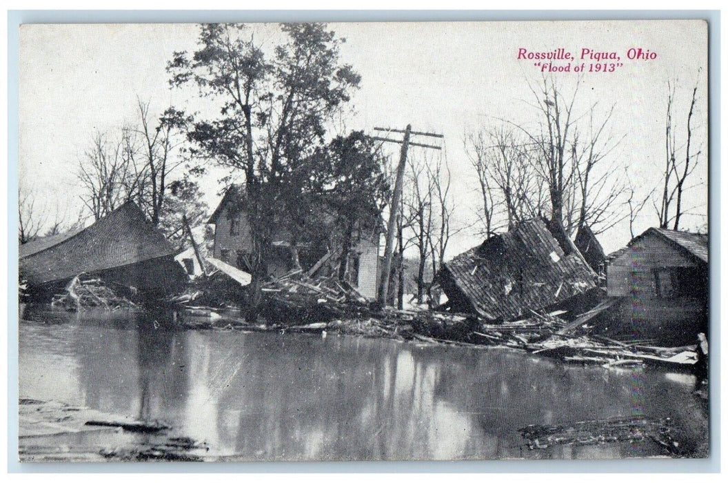 c1910 Flood 1913 House Rossville Piqua Ohio OH Disaster Antique Vintage Postcard