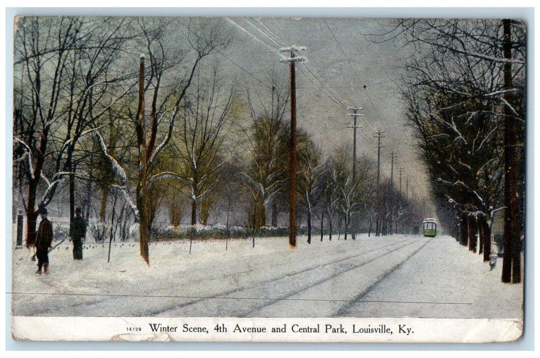 1909 Winter Scene 4th Avenue Central Park Louisville Kentucky KY Posted Postcard