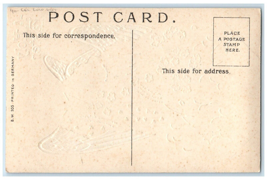 c1910's Holy Easter Angels Anchor Covered Pansies Flowers Gel Gold Gilt Postcard