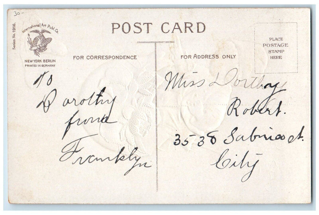 c1910's Easter Wishes Boy In Hanging Egg Umbrella Clapsaddle Embossed Postcard