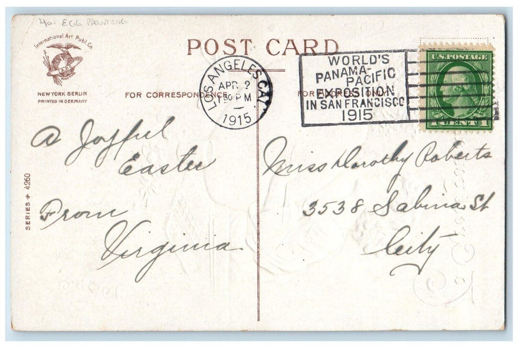 Easter Girl Painting Egg Flowers Ellen Clapsaddle Artist Signed Antique Postcard