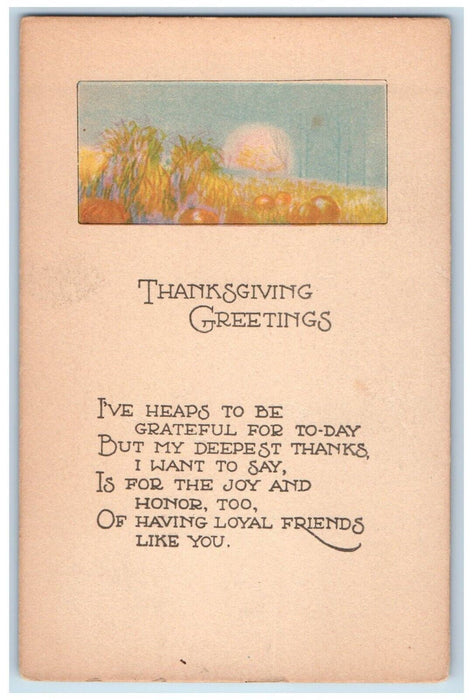 c1910's Thanksgiving Greetings Message Arts Crafts Unposted Antique Postcard