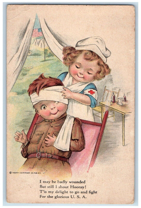 1917 WWI Nurse Military Bandage Humor Kansas City Memphis RPO Antique Postcard