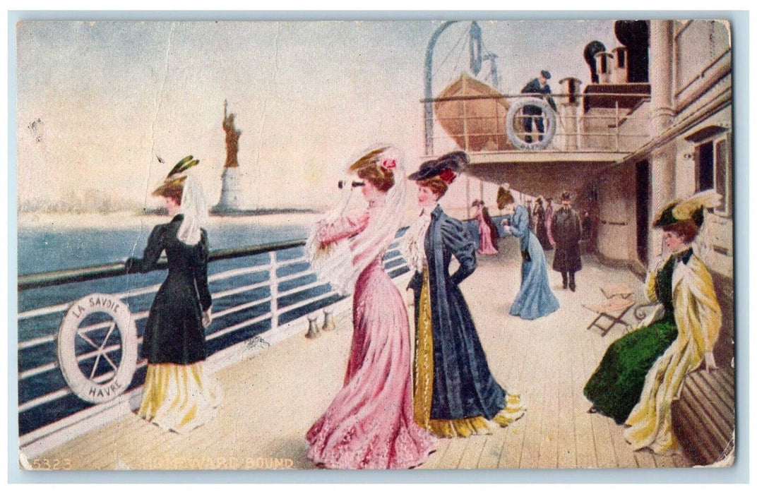c1910's Pretty Womens Steamer Bouy Liberty Ottawa Canada Antique Postcard