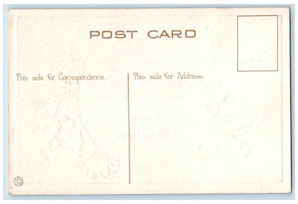 c1910's Christmas Tree Santa Claus Whreat Hiding Kid Embossed Antique Postcard