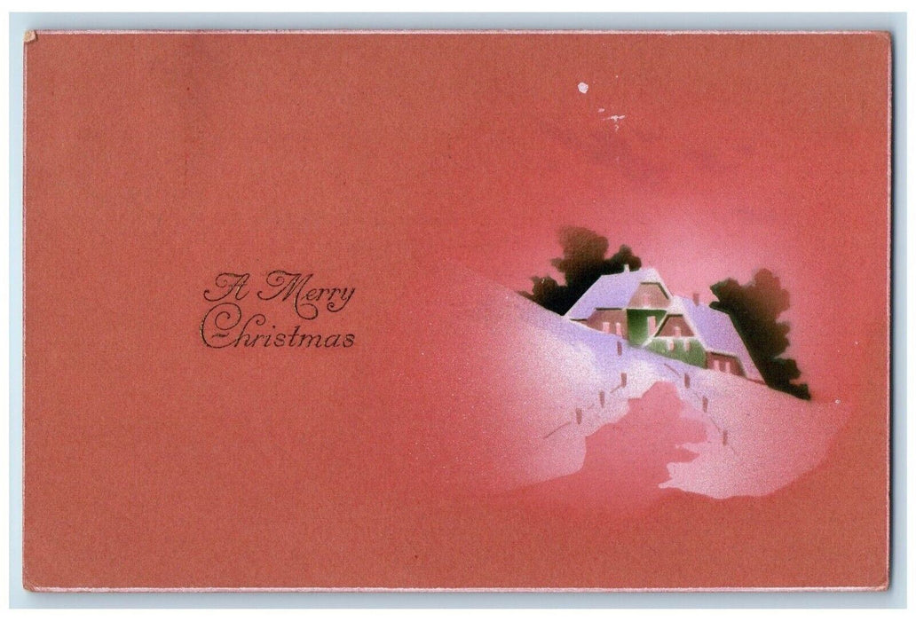 1913 Merry Christmas House Minimalist Braddock Pennsylvania PA Antique Postcard