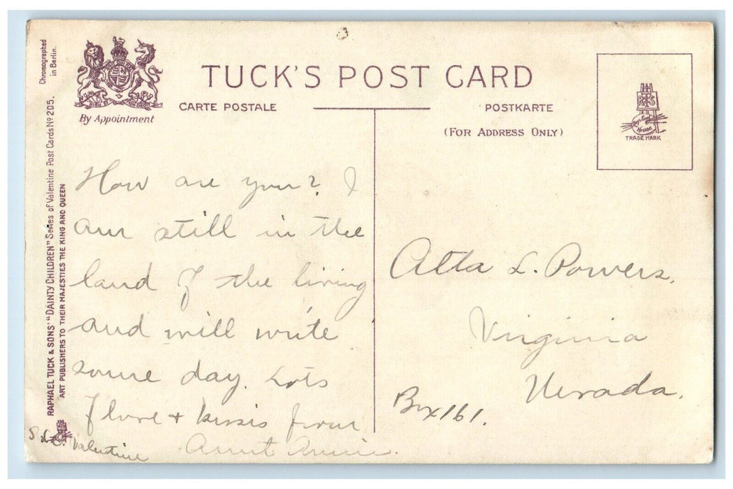 c1910's Valentine Dutch Children Holding Hands Tuck's Posted Antique Postcard
