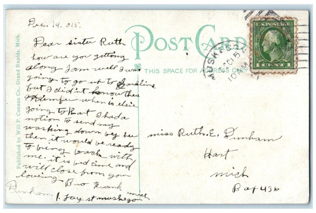 c1910 Hackley Manual Training School Muskegon Michigan Antique Vintage Postcard