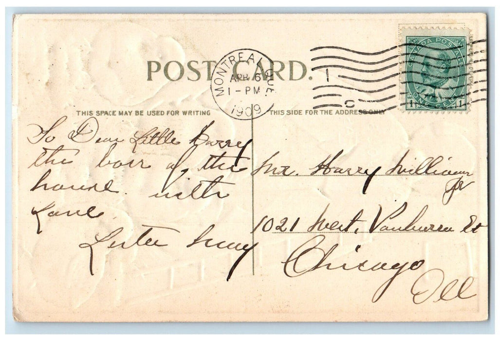 1909 Joyous Easter Hatched Eggs Chicks Ladder Montreal Quebec Canada Postcard
