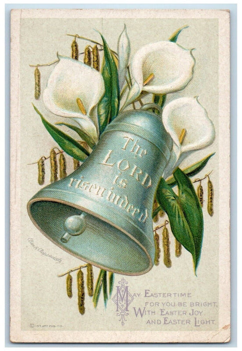 c1910's Easter Ringing Bells Flowers Cattails Clapsaddle Embossed Postcard
