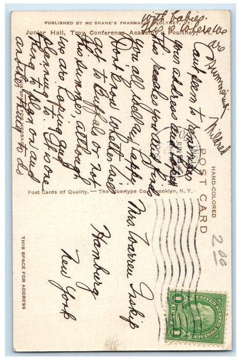 1929 Junior Hall Troy Conference Academy Poultney Vermont Hand-Colored Postcard