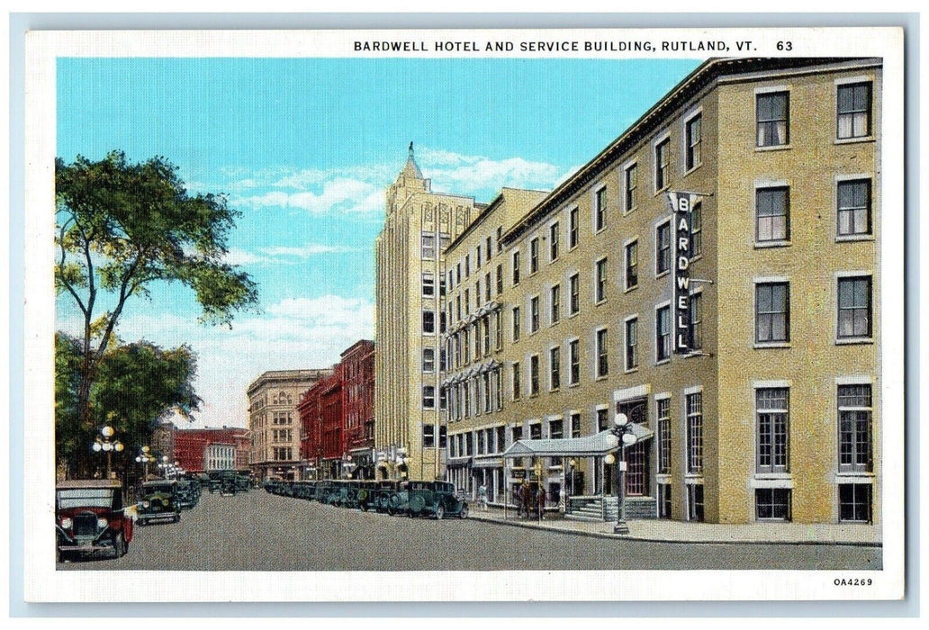 1940 Bardwell Hotel Service Building Rutland Vermont VT Vintage Antique Postcard