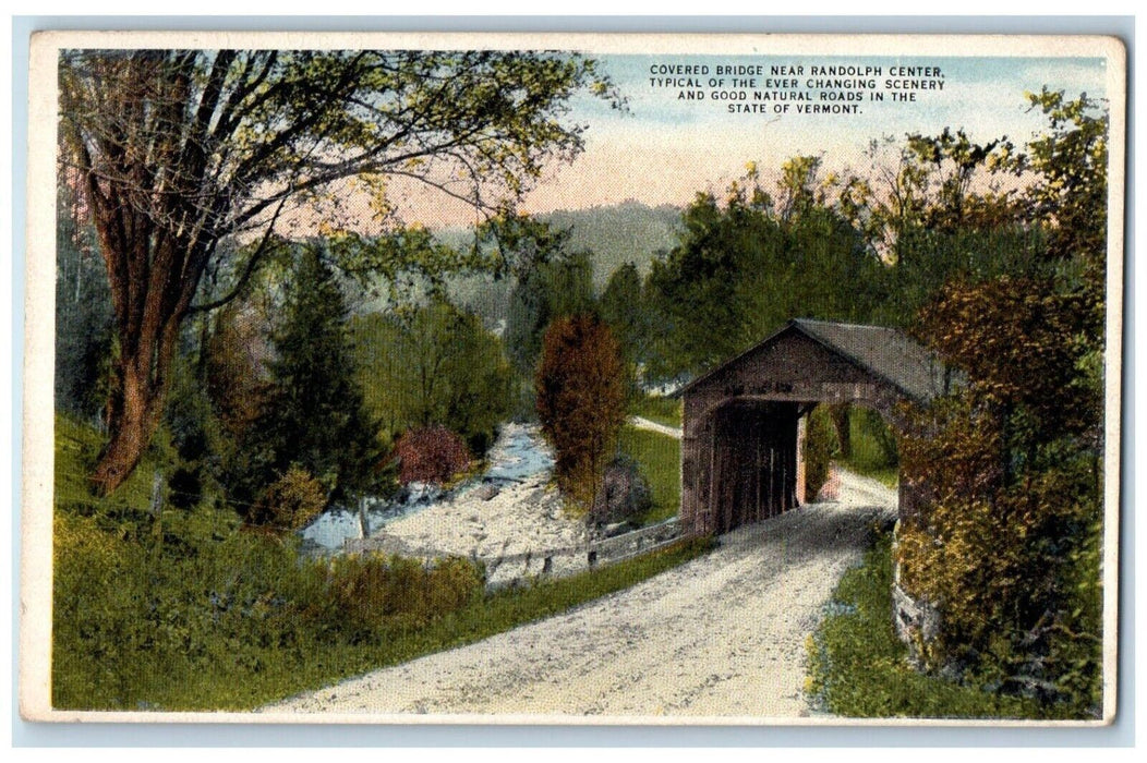 c1910 Covered Bridge Near Randolph Center Vermont VT Vintage Antique Postcard