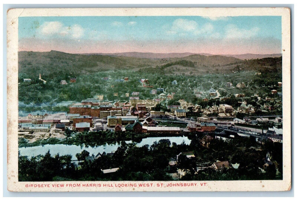 1916 Birds Eye View Harris Hill Looking West Saint Johnsbury Vermont VT Postcard