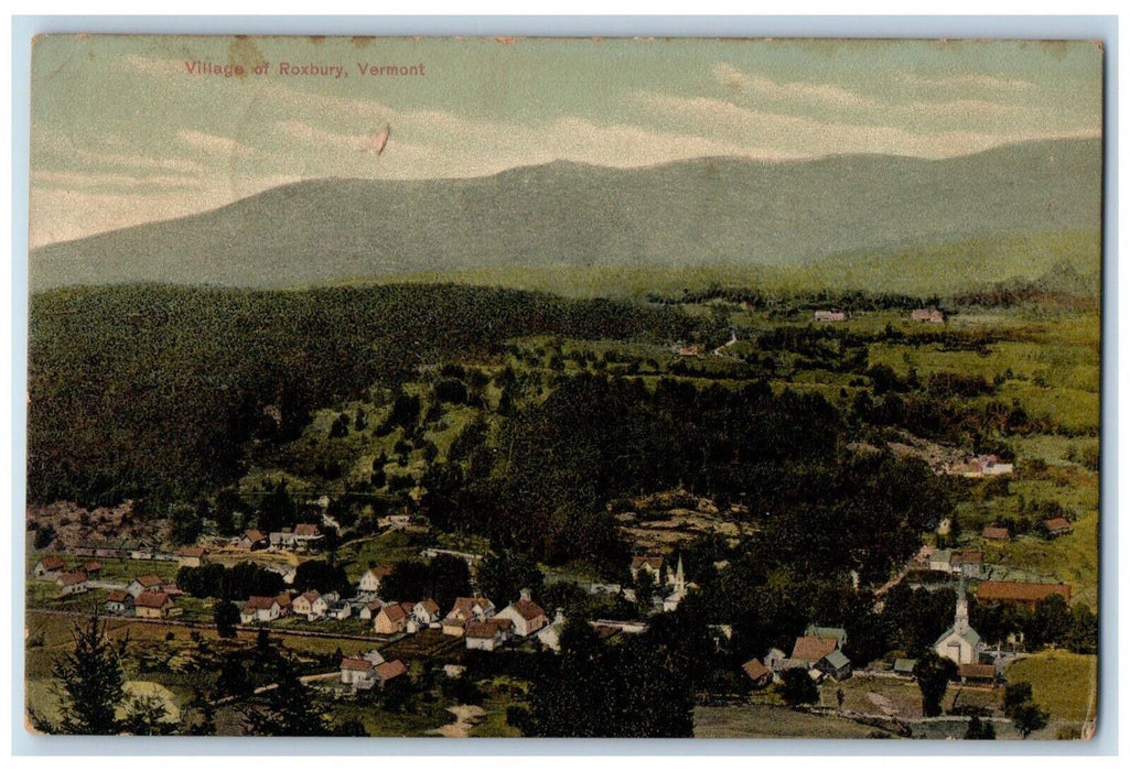 1911 Bird's Eye View Village Roxbury Vermont VT Vintage Antique Posted Postcard