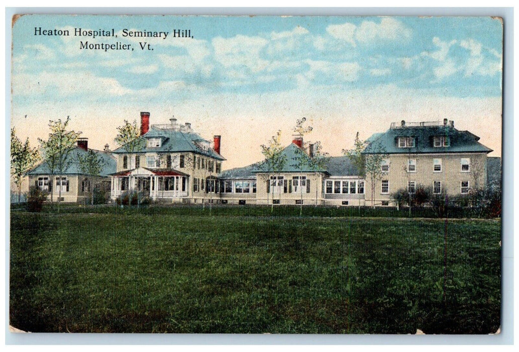 1907 Exterior View Heaton Hospital Seminary Hill Montpelier Vermont VT Postcard