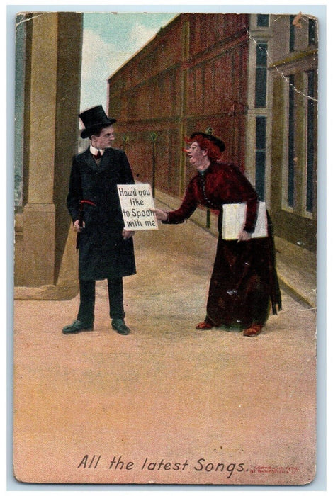 1911 Man Spoon Humor Cross Dressing Bamforth Amsterdam Holland Antique Postcard