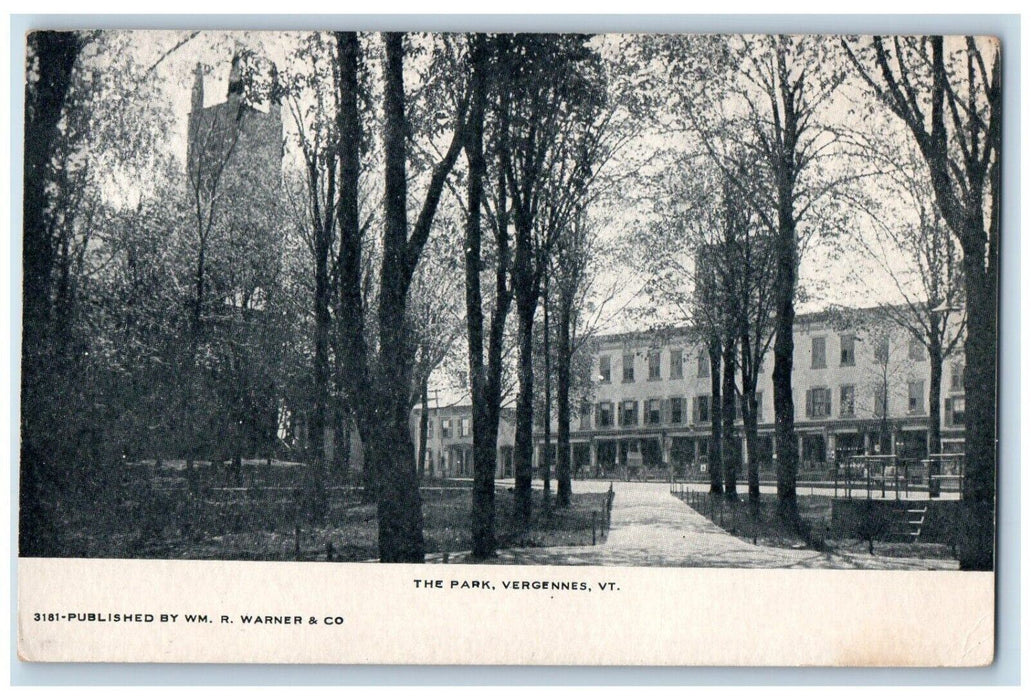 c1905 Scenic View Park Building Trees Vergennes Vermont Vintage Antique Postcard