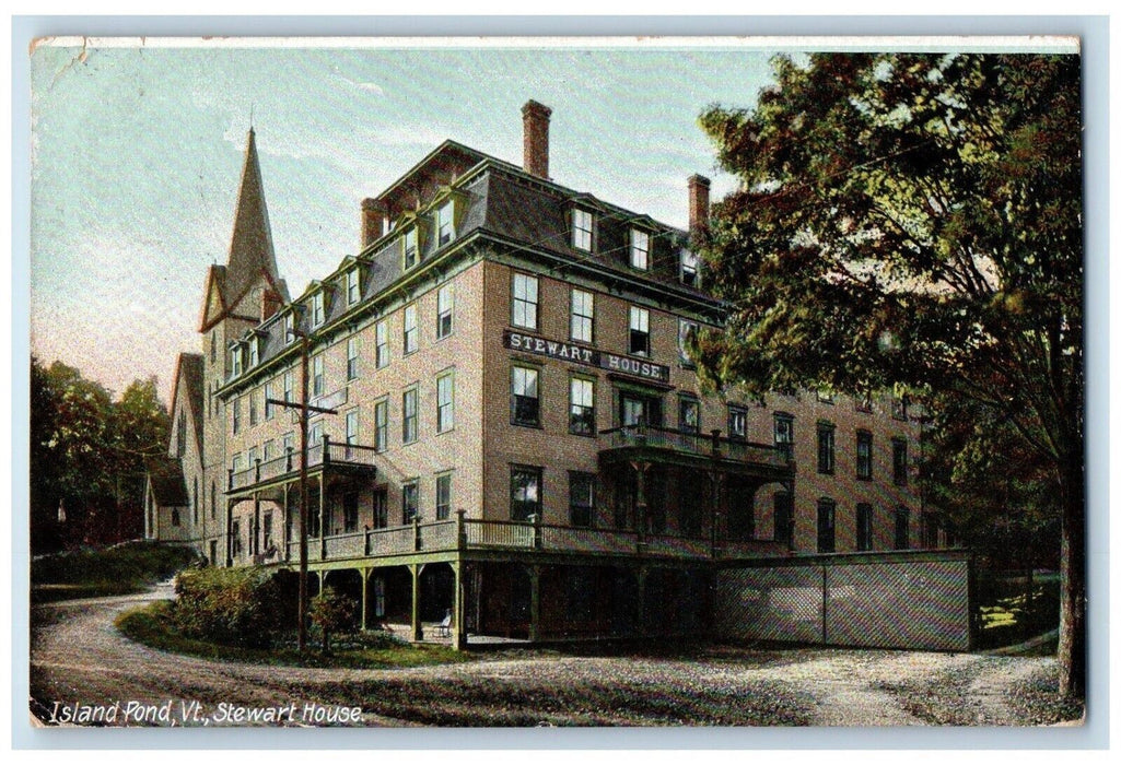 1907 Roadside View Stewart House Island Pond Vermont VT Antique Vintage Postcard