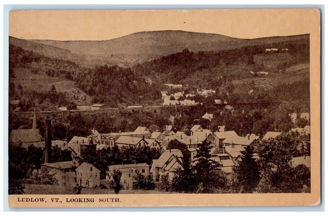 c1910 Aerial View Looking South House Ludlow Vermont VT Vintage Antique Postcard