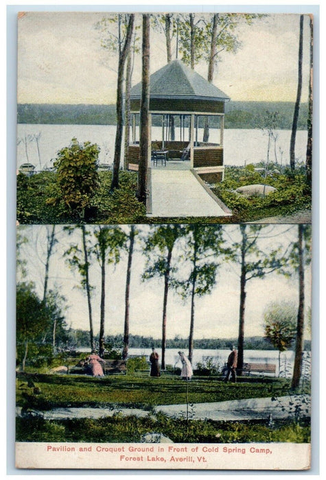 1910 Pavilion Croquet Ground Front Cold Spring Camp Averill Vermont VT  Postcard