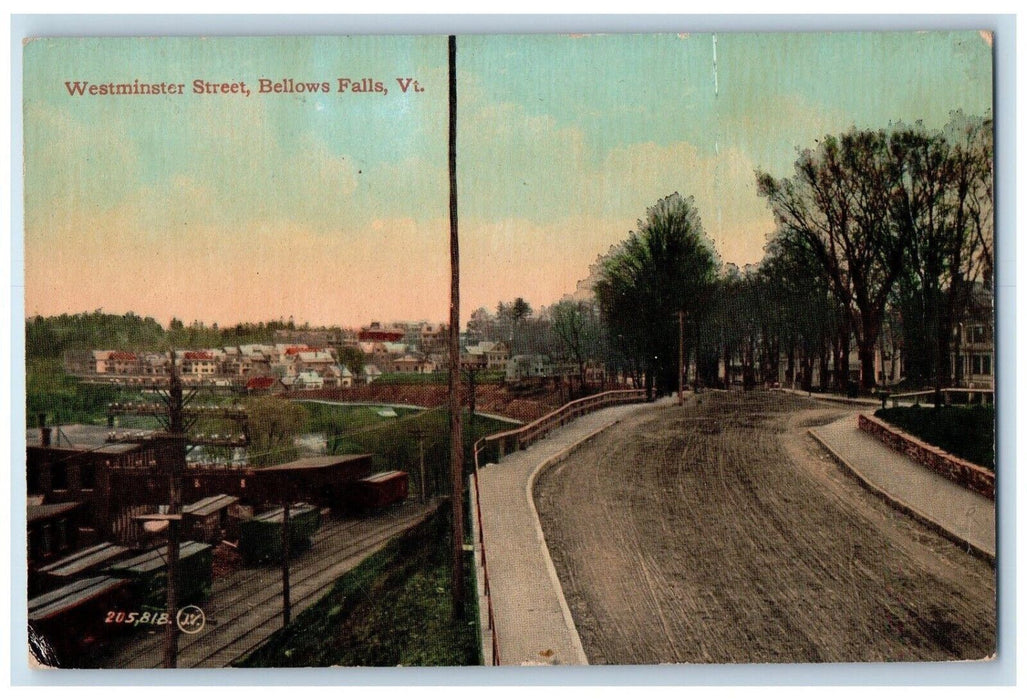 c1910 Westminster Street Bellows Falls Vermont Vintage Antique Unposted Postcard