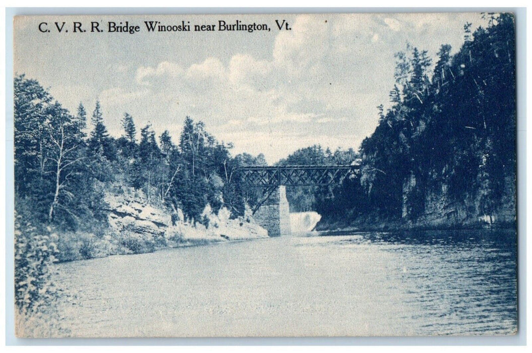 c1910 CVRR Bridge Winooski Near Burlington Vermont VT Vintage Antique Postcard