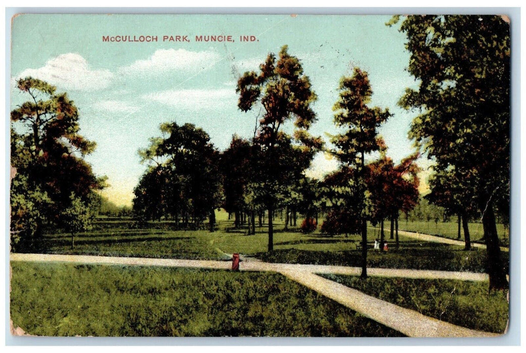 1908 McCulloch Park Muncie Indiana IN Antique Posted SH Knox & Co. Postcard