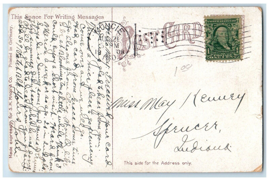 1908 McCulloch Park Muncie Indiana IN Antique Posted SH Knox & Co. Postcard