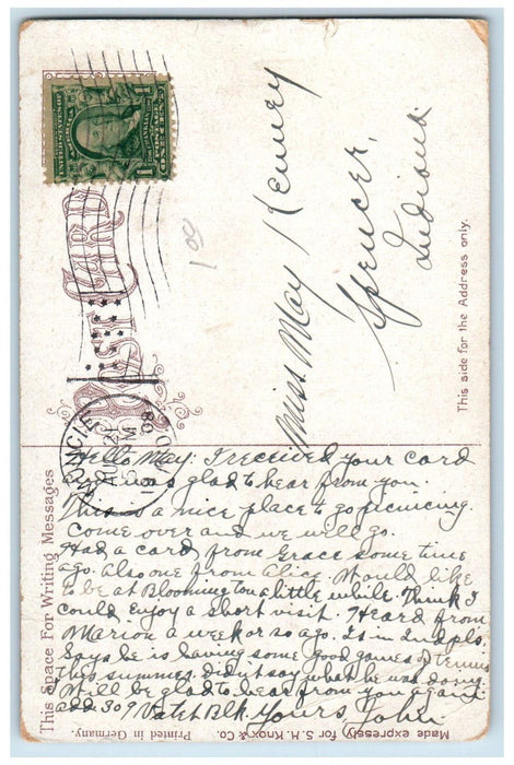 1908 McCulloch Park Muncie Indiana IN Antique Posted SH Knox & Co. Postcard