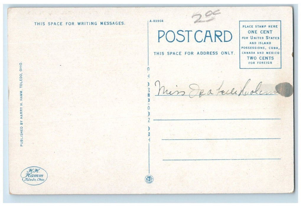 c1920's Roberts Hotel Muncie Indiana IN Antique Unposted H Hamm Postcard