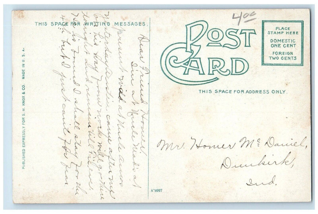 c1910 Night Scene of Adams Street Marion Indiana IN Antique Posted Postcard