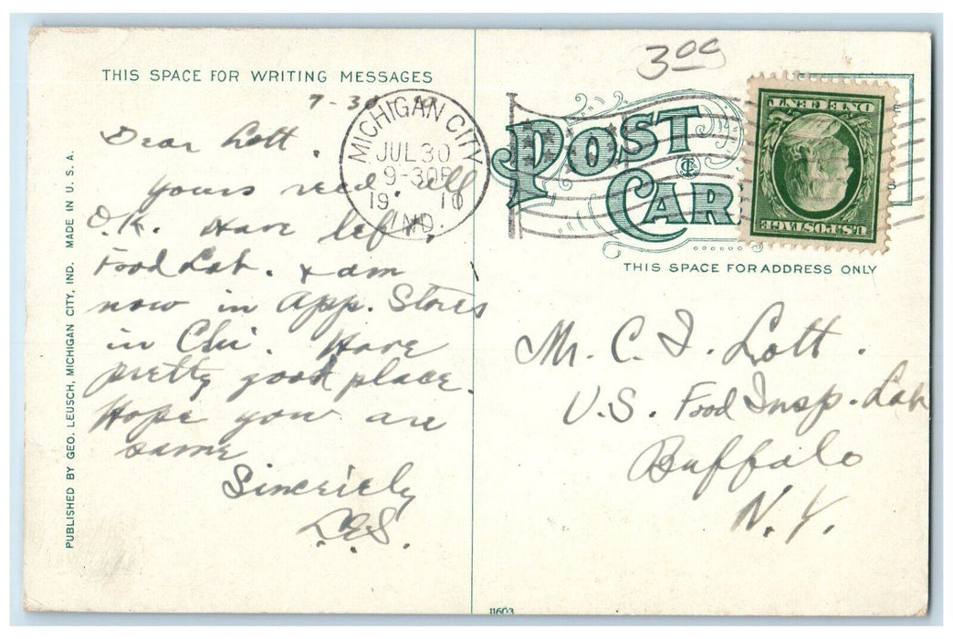 1910 Hoosier Slide Michigan City Indiana IN Antique Posted Postcard
