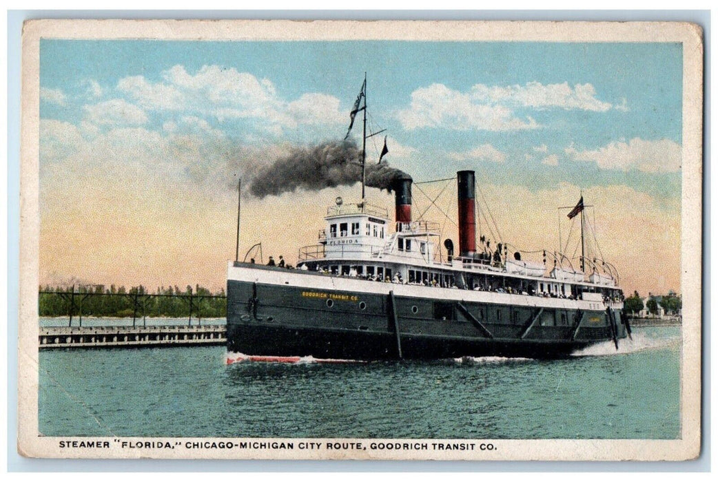 c1930's Steamer Florida Chicago-Michigan City Route Goodrich Transit Co Postcard