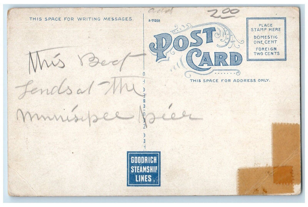 c1930's Steamer Florida Chicago-Michigan City Route Goodrich Transit Co Postcard