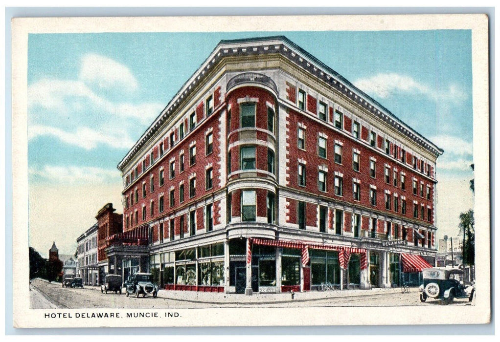 c1920's Hotel Delaware Building Muncie Indiana IN Antique Unposted Postcard