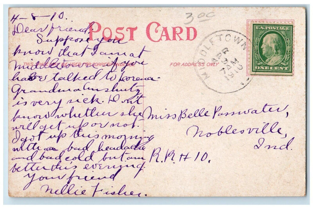 c1910 Seventh Street Christian Church Middletown Indiana IN Antique Postcard
