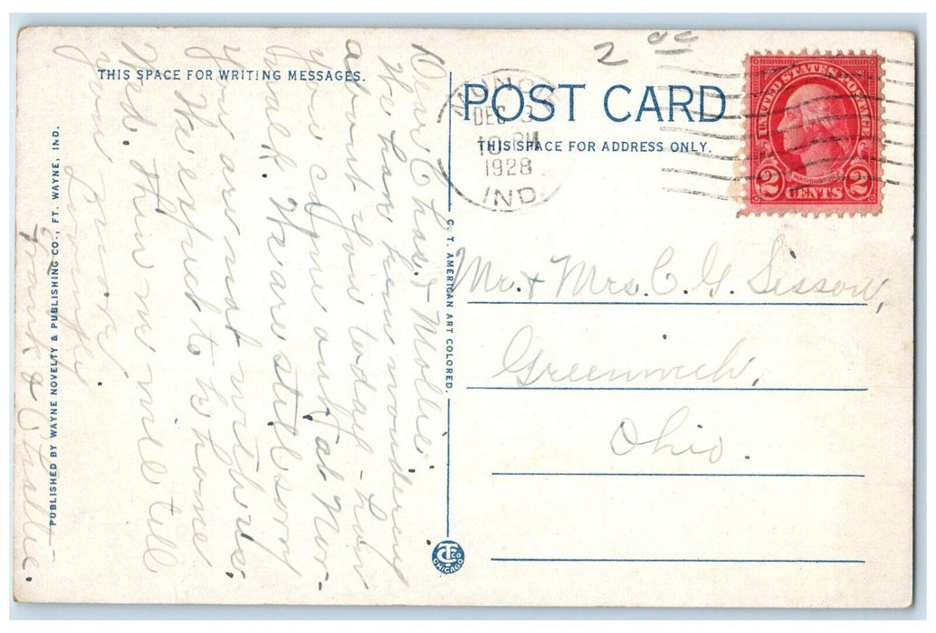1928 Carnegie Public Library Muncie Indiana IN Vintage Posted Postcard