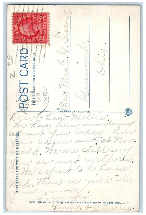 1928 Carnegie Public Library Muncie Indiana IN Vintage Posted Postcard
