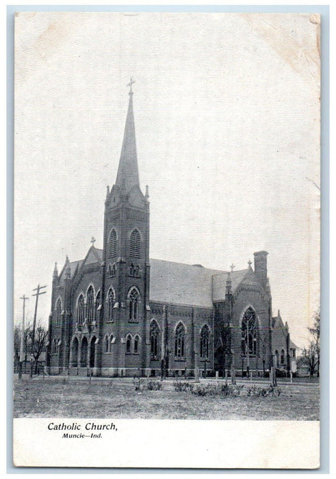 1907 View of Catholic Church Muncie Indiana IN Posted Antique Postcard