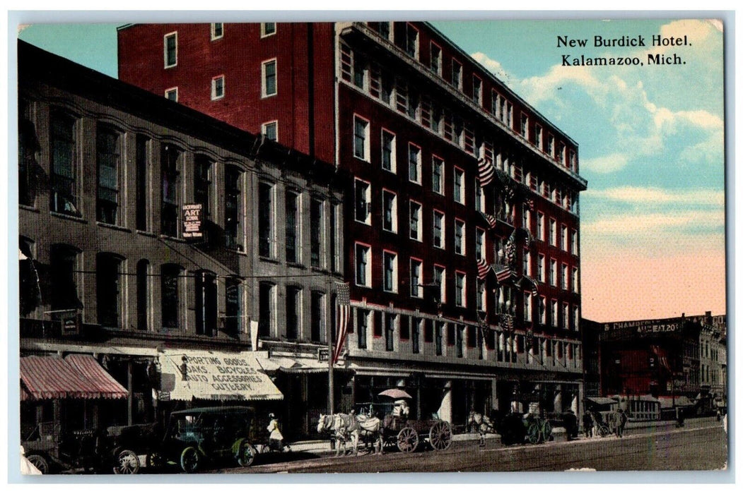 1912 Art School Bike Accessories New Burdick Hotel Kalamazoo MI Postcard