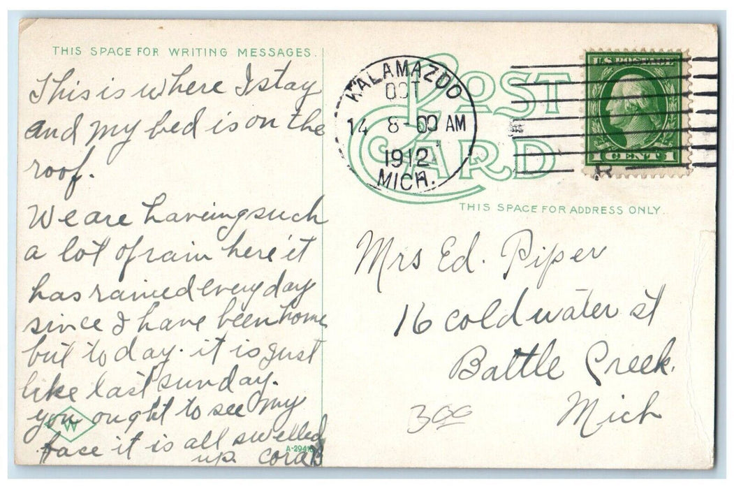 1912 Art School Bike Accessories New Burdick Hotel Kalamazoo MI Postcard
