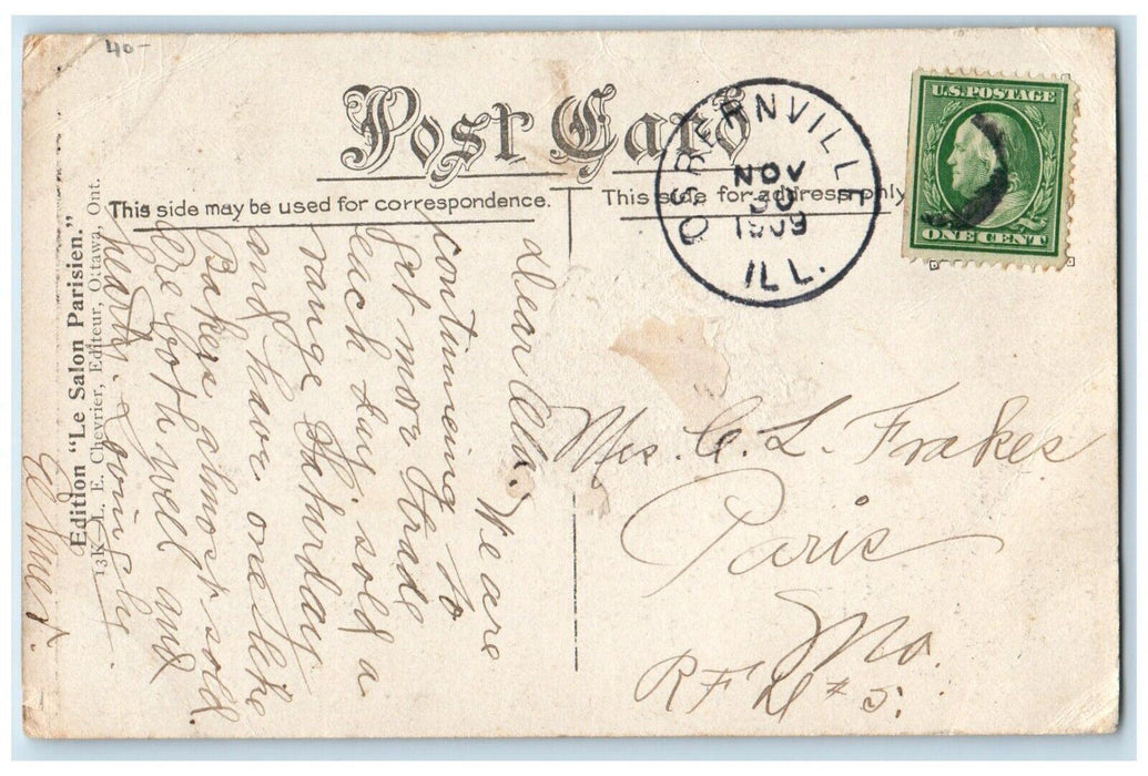 1909 Main Street South Side Gracefield Quebec Canada, Osbernville IL Postcard