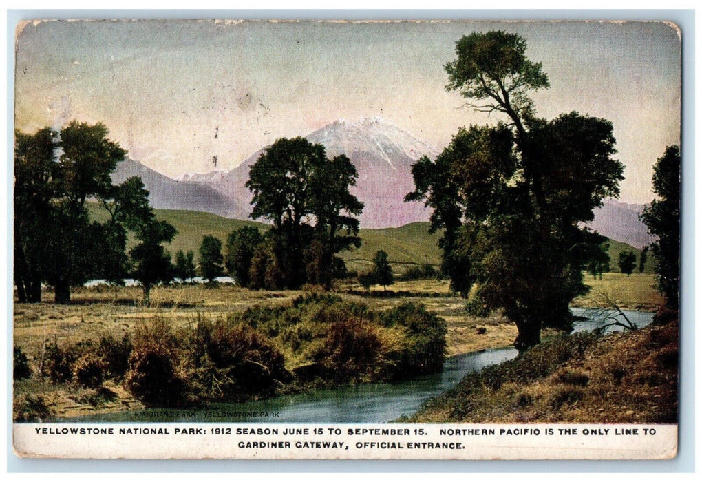 Yellowstone National Park Gardiner Gateway Northern Pacific Adverting Postcard