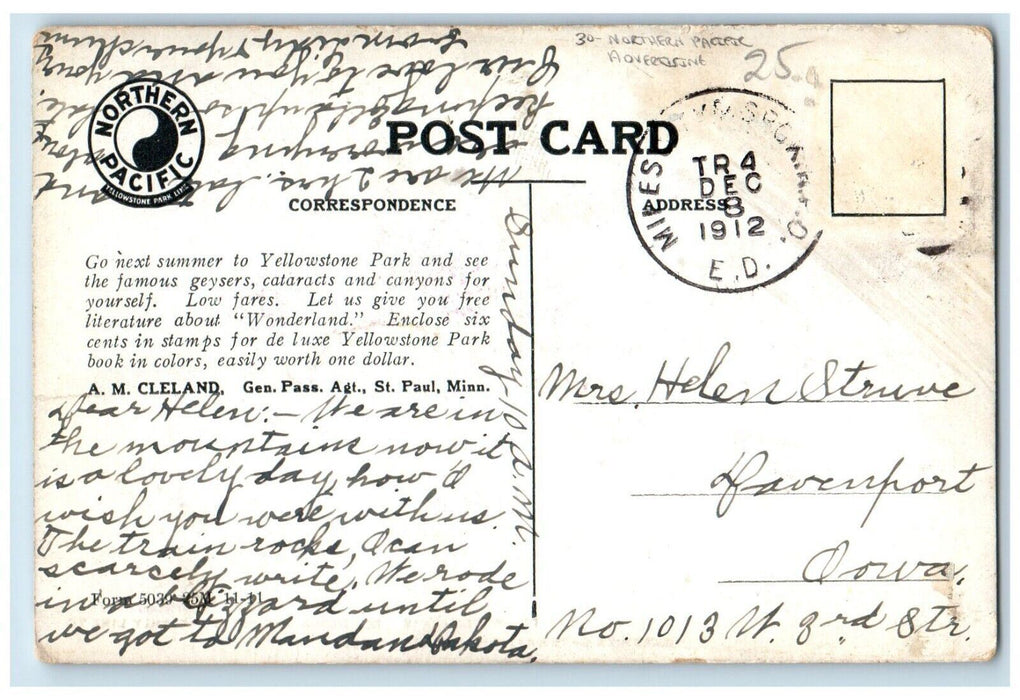 Yellowstone National Park Gardiner Gateway Northern Pacific Adverting Postcard