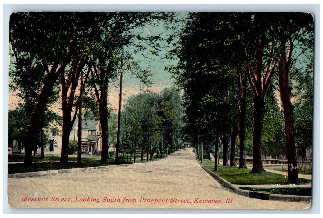 1921 Chestnut Street Looking South Prospect St. Kewanee Illinois IL Postcard