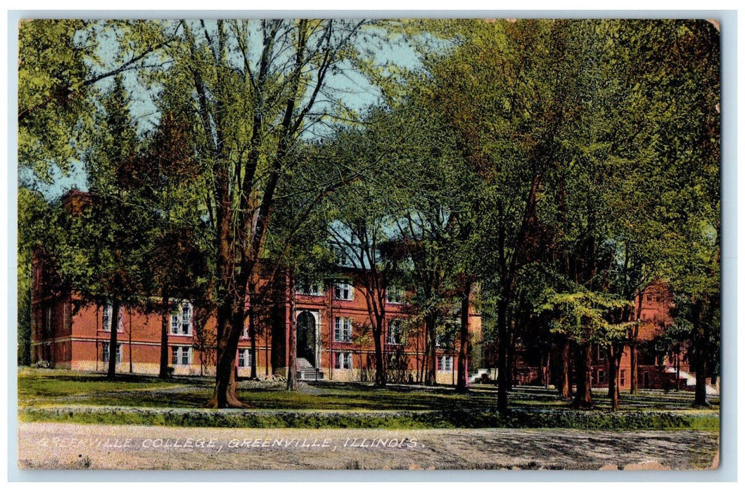 1911 Front View Of Greenville College Building Greenville Illinois IL Postcard